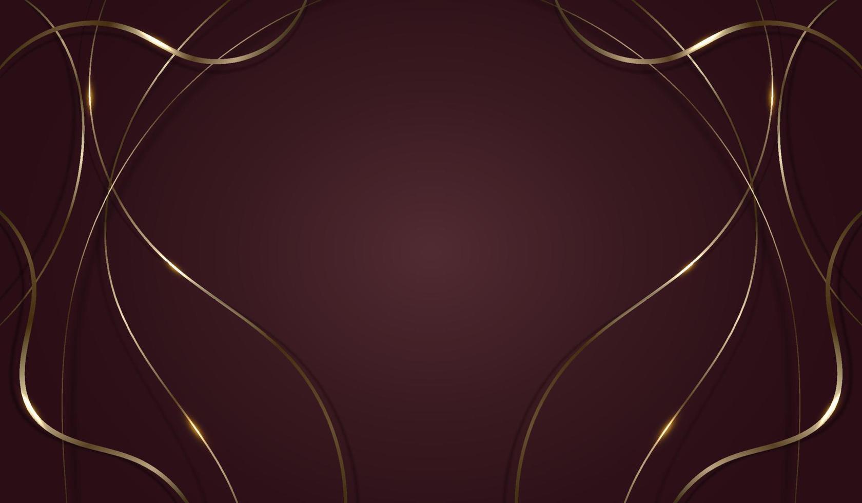 Modern luxury template design abstract golden wave lines pattern elements with lighting on red background vector