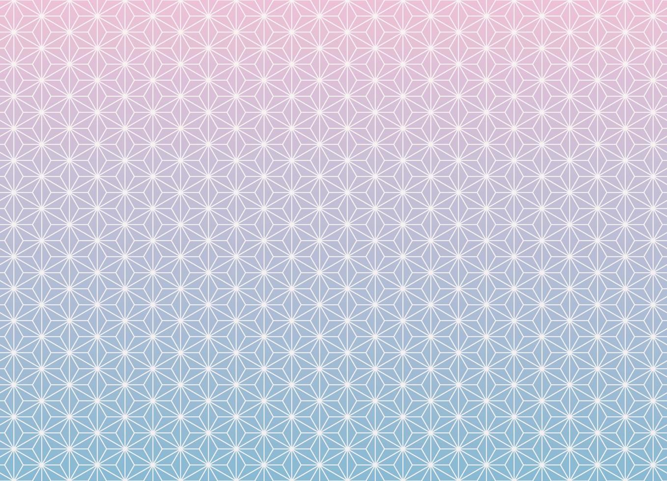 patrón tradicional japonés asanoha con fondo de color degradado rosa azul femenino suave. uso para tela, textil, cubierta, envoltura, elementos de decoración. vector
