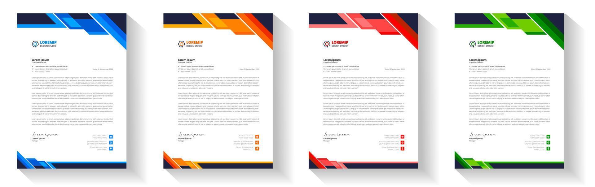 corporate modern letterhead design template with yellow, blue, green and red color. creative modern letter head design template for your project. letterhead, letter head, Business letterhead design. vector