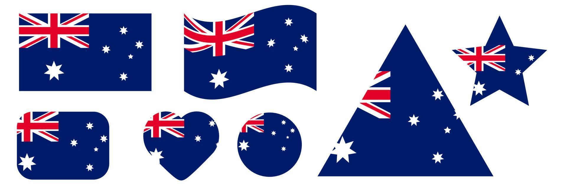 Australia flag vector, vector illustration set.