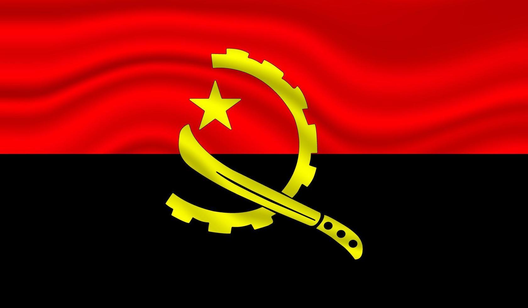 diseño vectorial de la bandera nacional de angola. angola bandera 3d ondeando fondo vector ilustración