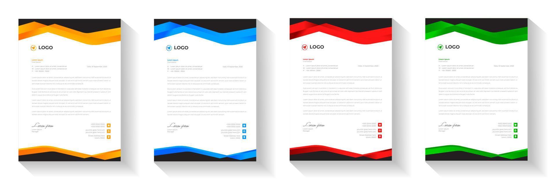 corporate modern letterhead design template with yellow, blue, green and red color. creative modern letter head design template for your project. letterhead, letter head, Business letterhead design. vector