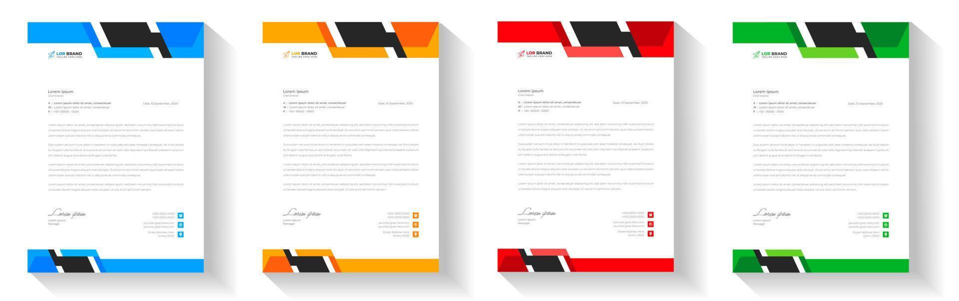 corporate modern letterhead design template with yellow, blue, green and red color. creative modern letter head design template for your project. letterhead, letter head, Business letterhead design. vector