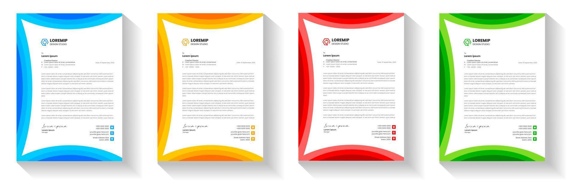 corporate modern letterhead design template with yellow, blue, green and red color. creative modern letter head design template for your project. letterhead, letter head, Business letterhead design. vector