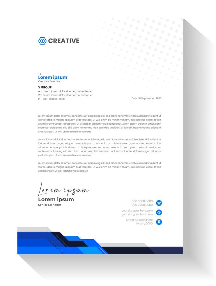 corporate modern business  letterhead design template with blue color. creative modern letter head design template for your project. letterhead, letter head, simple  business letterhead design. vector