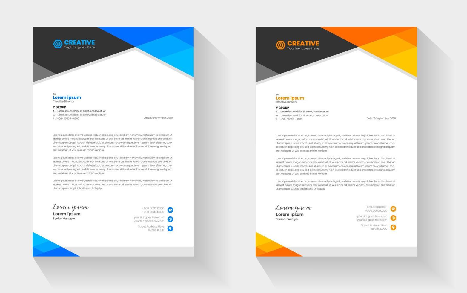 corporate modern business letterhead design template with yellow and blue colors. creative modern letterhead design template for your project. letter head, letterhead, business letterhead design. vector