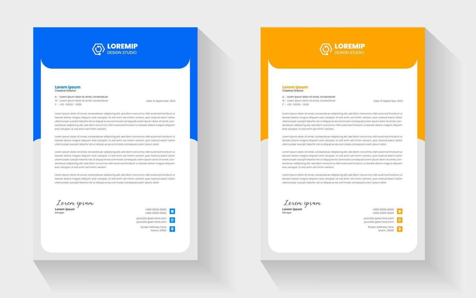 corporate modern business letterhead design template with yellow and blue colors. creative modern letterhead design template for your project. letter head, letterhead, business letterhead design. vector