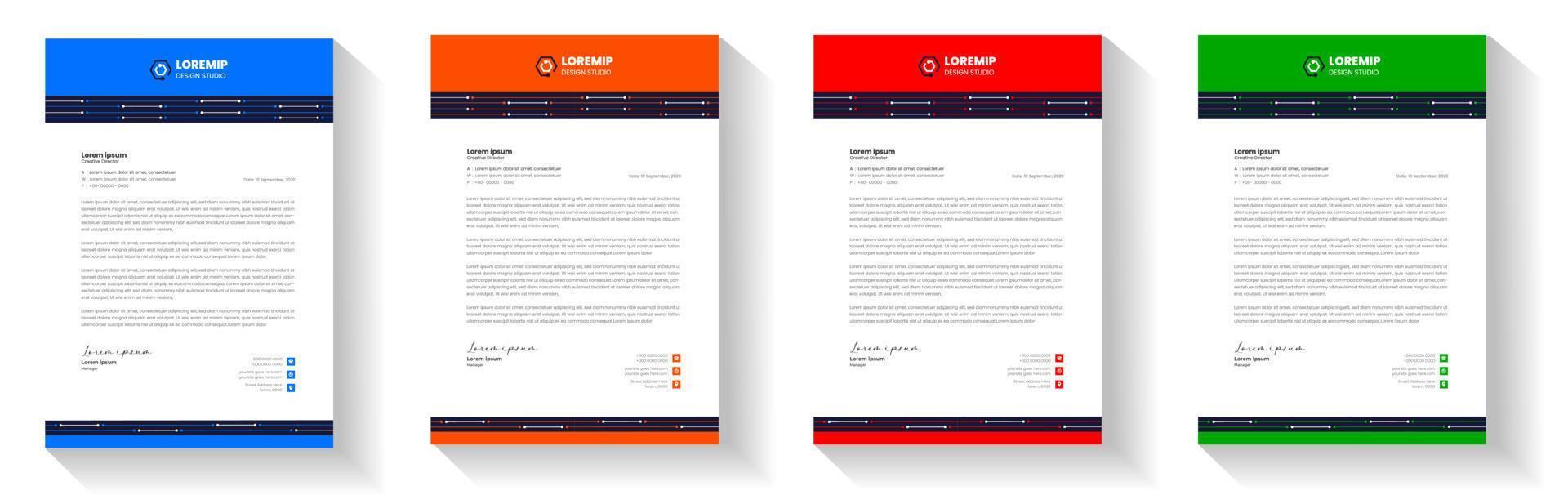 corporate modern letterhead design template with yellow, blue, green and red color. creative modern letter head design template for your project. letterhead, letter head, Business letterhead design. vector