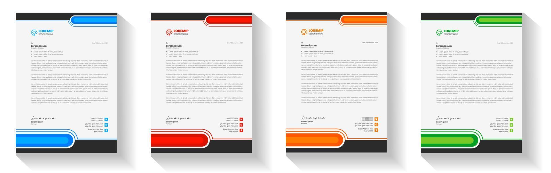 corporate modern letterhead design template with yellow, blue, green and red color. creative modern letter head design template for your project. letterhead, letter head, Business letterhead design. vector