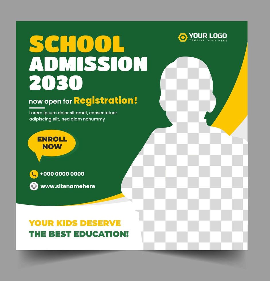 School admission social media post banner design. back to school social media post banner design. Back to school admission promotion banner. school admission template for social media ad. vector