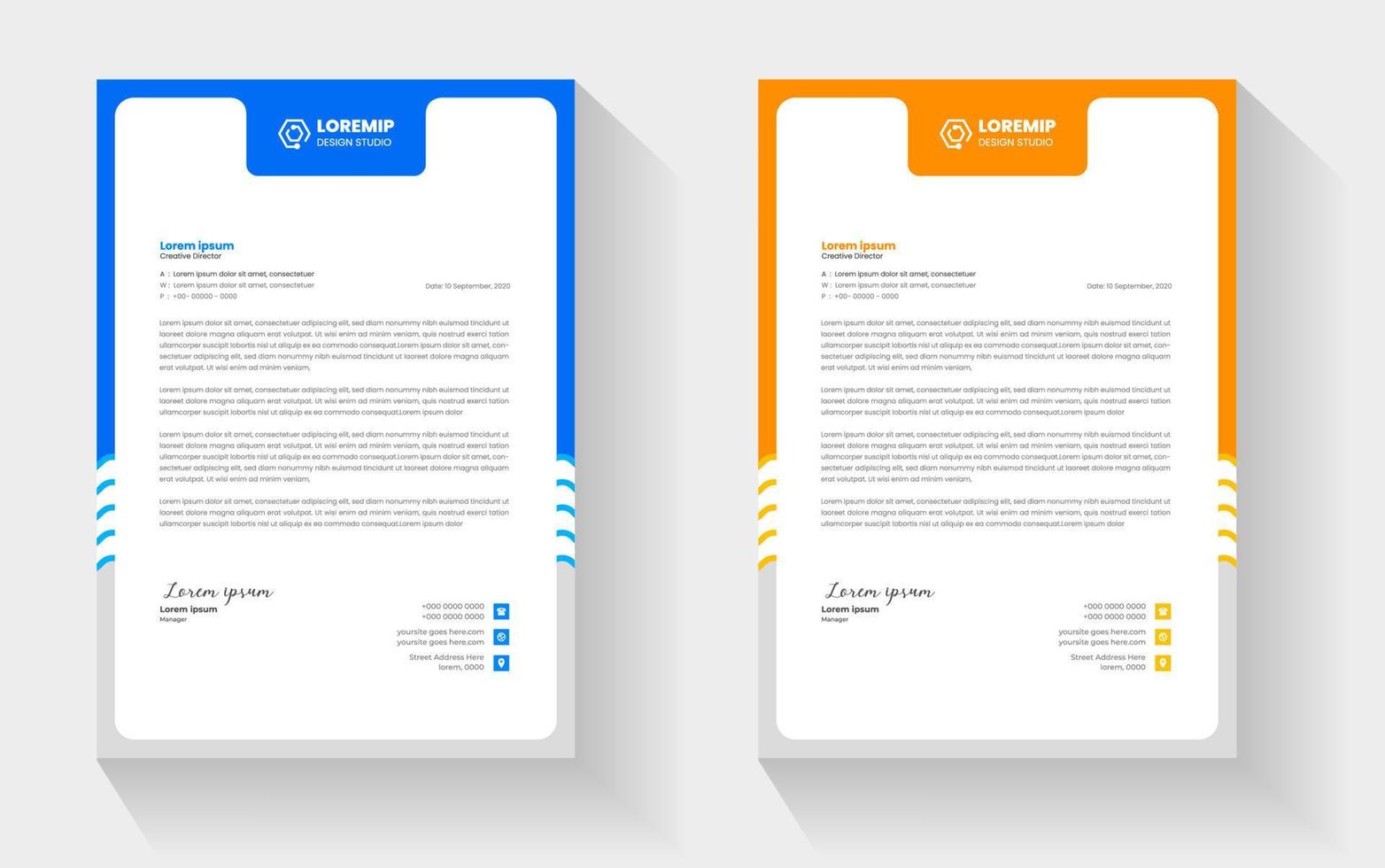 corporate modern business letterhead design template with yellow and blue colors. creative modern letterhead design template for your project. letter head, letterhead, business letterhead design. vector