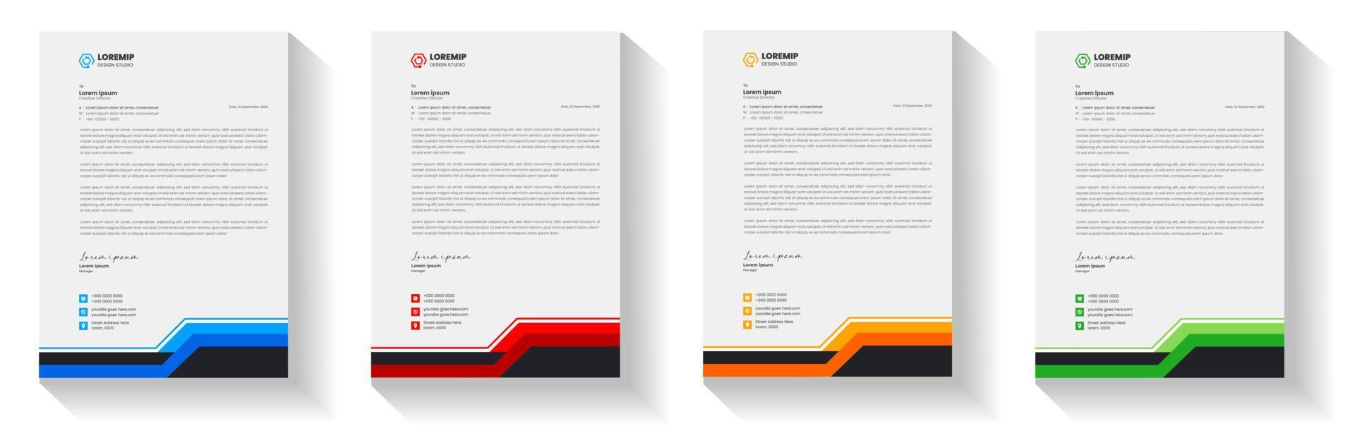 corporate modern letterhead design template with yellow, blue, green and red color. creative modern letter head design template for your project. letterhead, letter head, Business letterhead design. vector