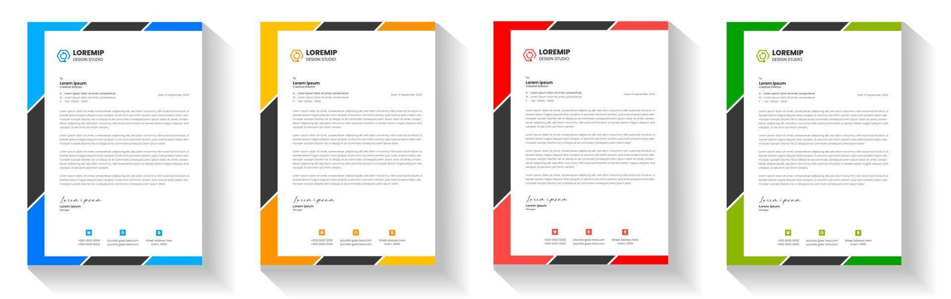 corporate modern letterhead design template with yellow, blue, green and red color. creative modern letter head design template for your project. letterhead, letter head, Business letterhead design. vector