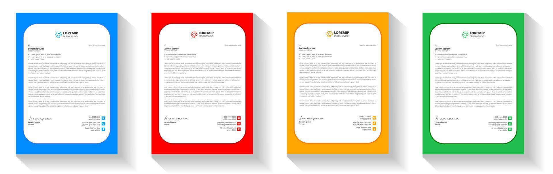 corporate modern letterhead design template with yellow, blue, green and red color. creative modern letter head design template for your project. letterhead, letter head, Business letterhead design. vector