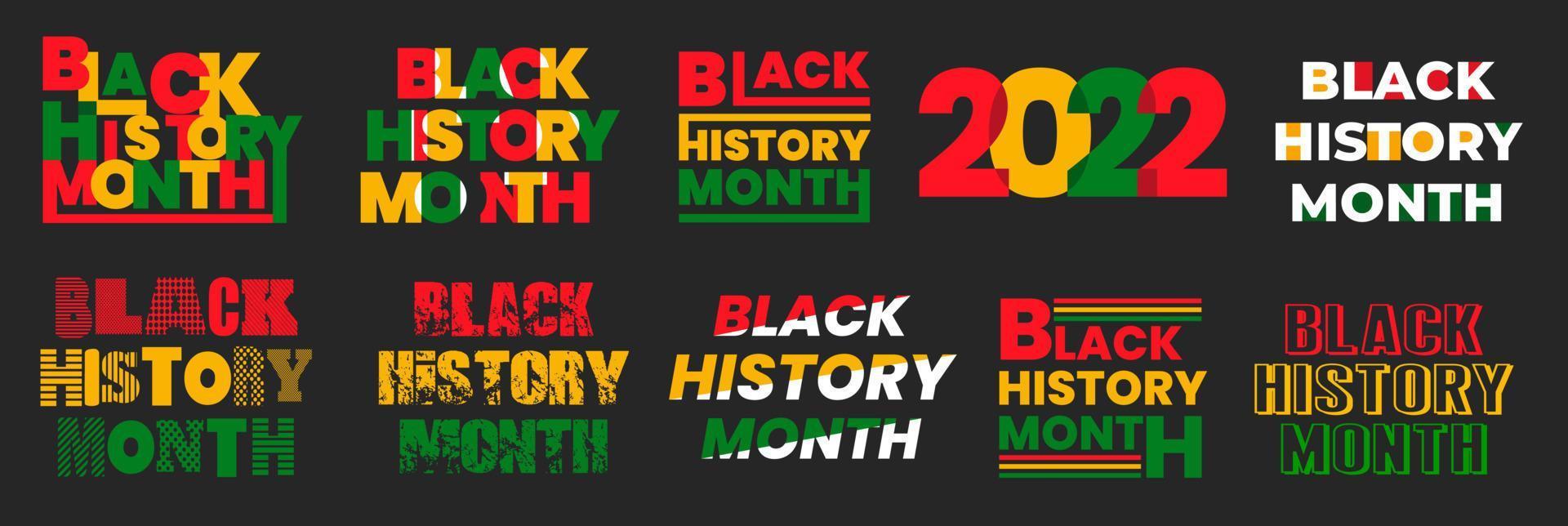 black history month 2022. Vector African American History Designs set with text, map for poster, print, card, banner, background. black history month vector set. black history month text design