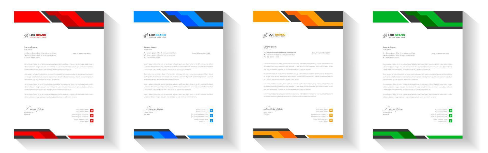 corporate modern letterhead design template with yellow, blue, green and red color. creative modern letter head design template for your project. letterhead, letter head, Business letterhead design. vector