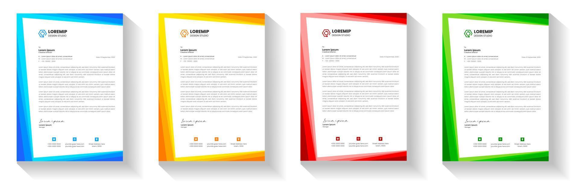corporate modern letterhead design template with yellow, blue, green and red color. creative modern letter head design template for your project. letterhead, letter head, Business letterhead design. vector
