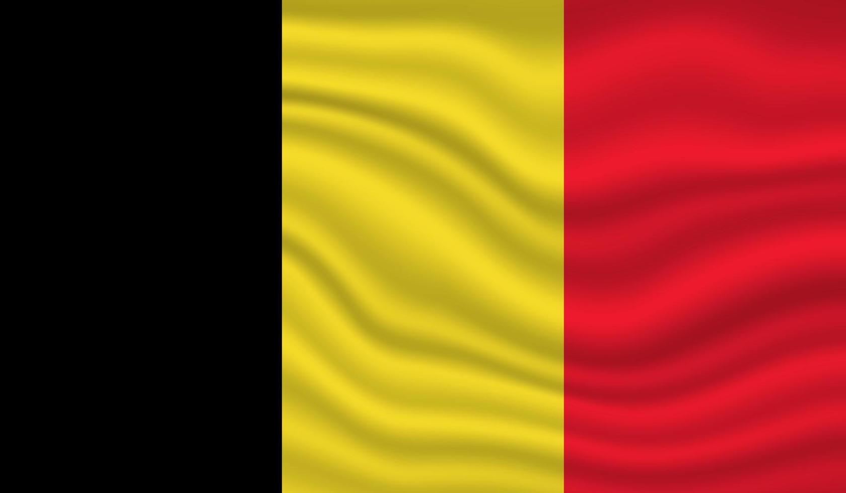 Diseño vectorial de la bandera nacional de Bélgica. Bélgica bandera 3d ondeando fondo vector ilustración