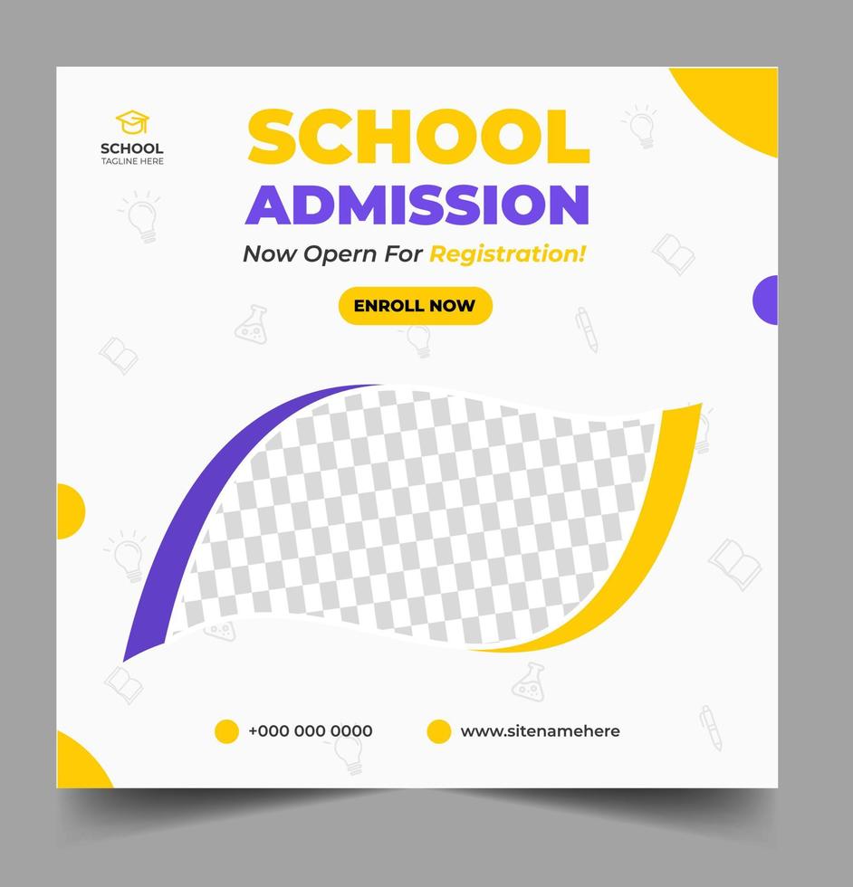 School admission social media post banner design. back to school social media post banner design set. Back to school admission promotion banner. school admission template for social media ad. vector