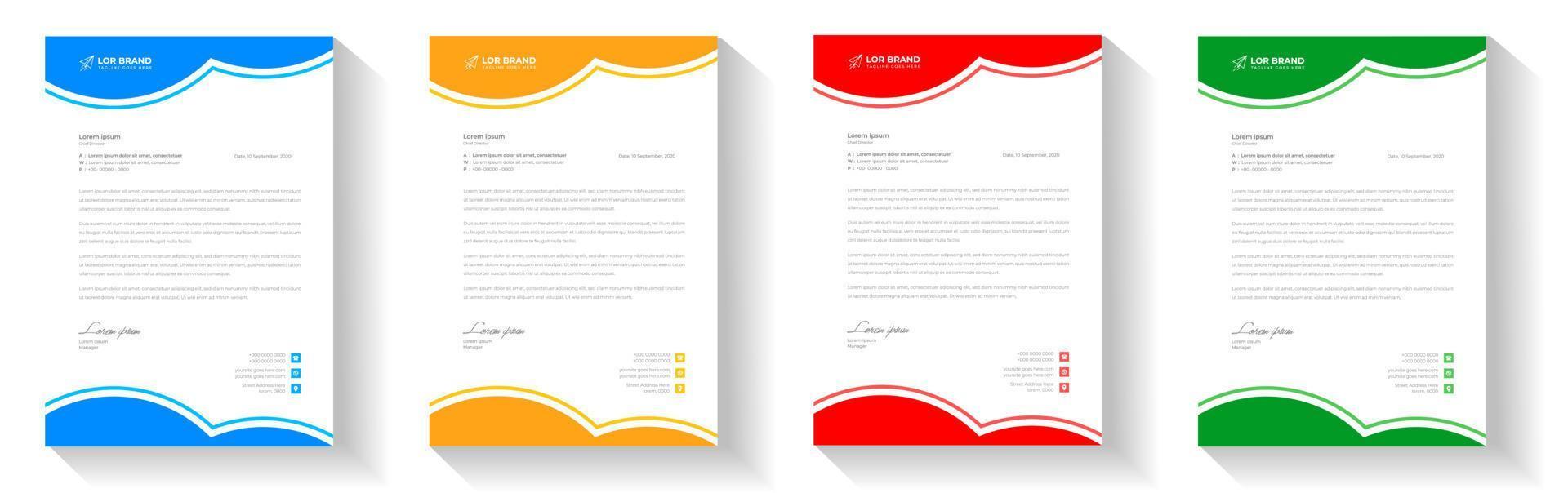 corporate modern letterhead design template with yellow, blue, green and red color. creative modern letter head design template for your project. letterhead, letter head, Business letterhead design. vector