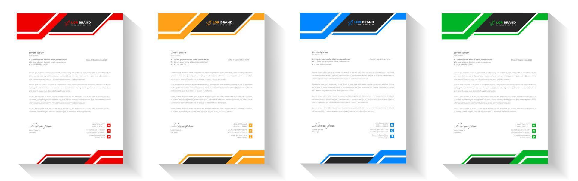 corporate modern letterhead design template with yellow, blue, green and red color. creative modern letter head design template for your project. letterhead, letter head, Business letterhead design. vector