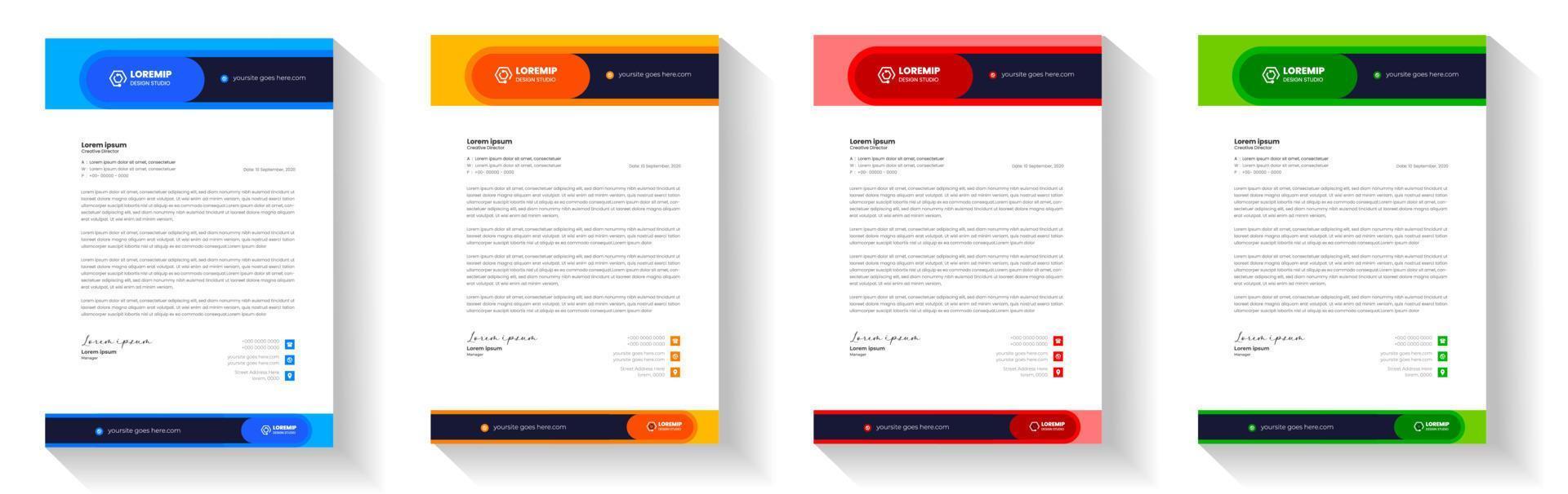 corporate modern letterhead design template with yellow, blue, green and red color. creative modern letter head design template for your project. letterhead, letter head, Business letterhead design. vector