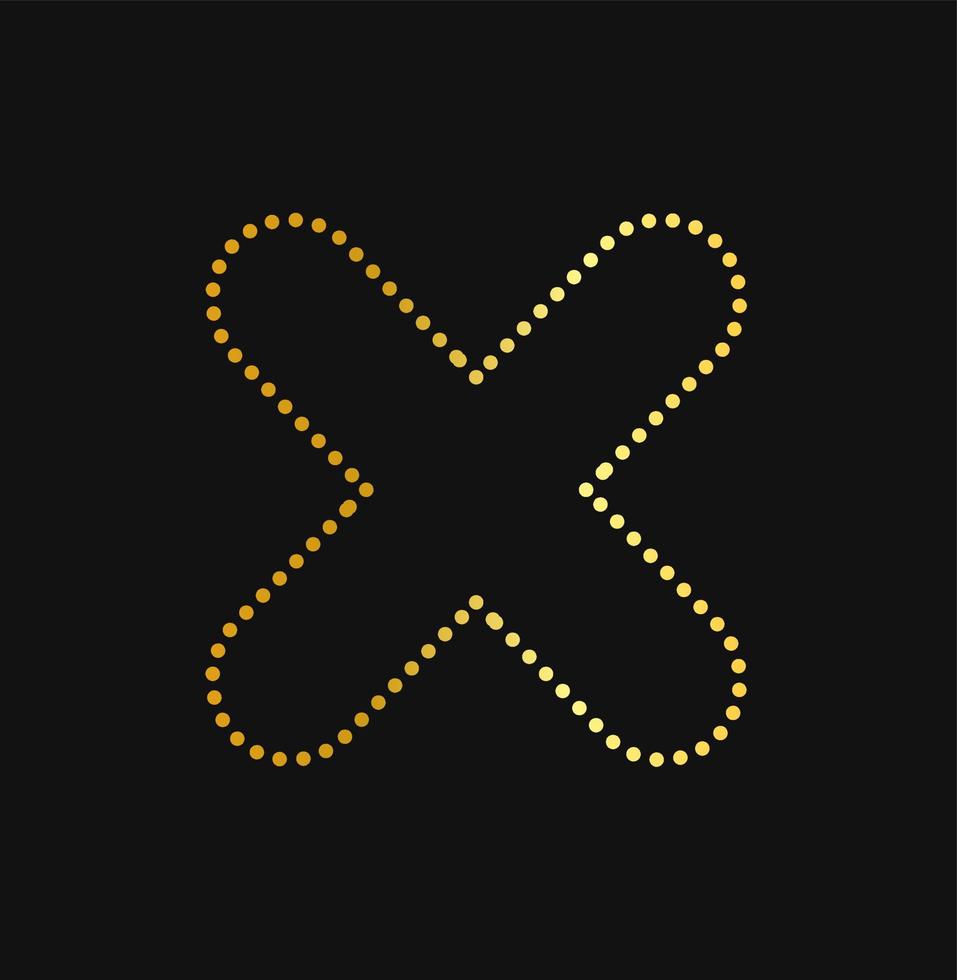 Rhinestone design Textile rhinestone applique print editable contour Wrong icon design template with Gold Color vector