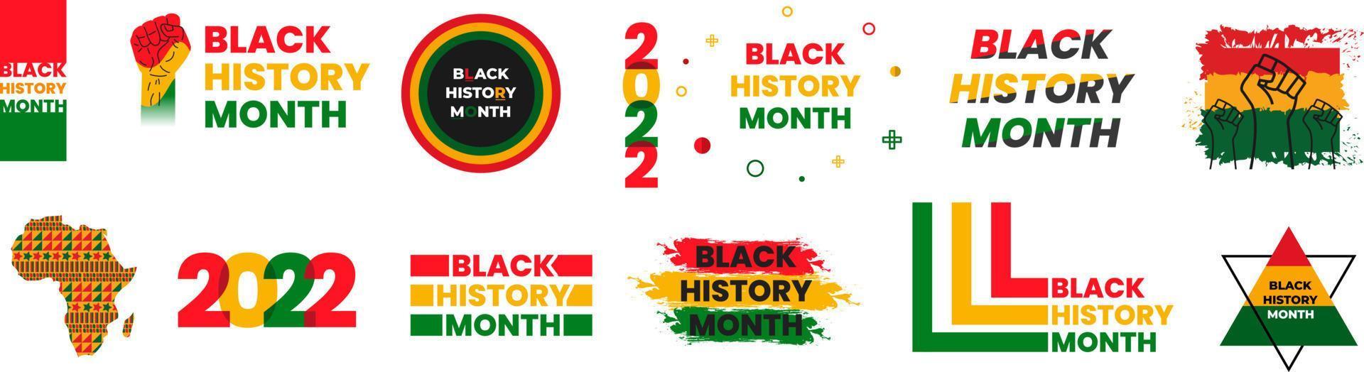 black history month 2022. Vector African American History Designs set with text, map for poster, print, card, banner, background. black history month vector set. black history month text design