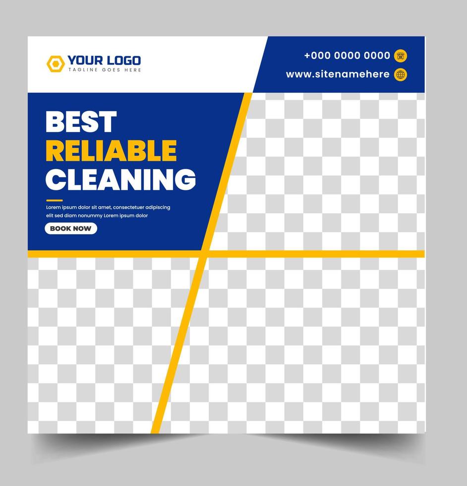 Cleaning service social media post banner template. Home Cleaning social media post banner. office, home and hotel cleaning social media post banner. Cleaning service marketing post banner design. vector