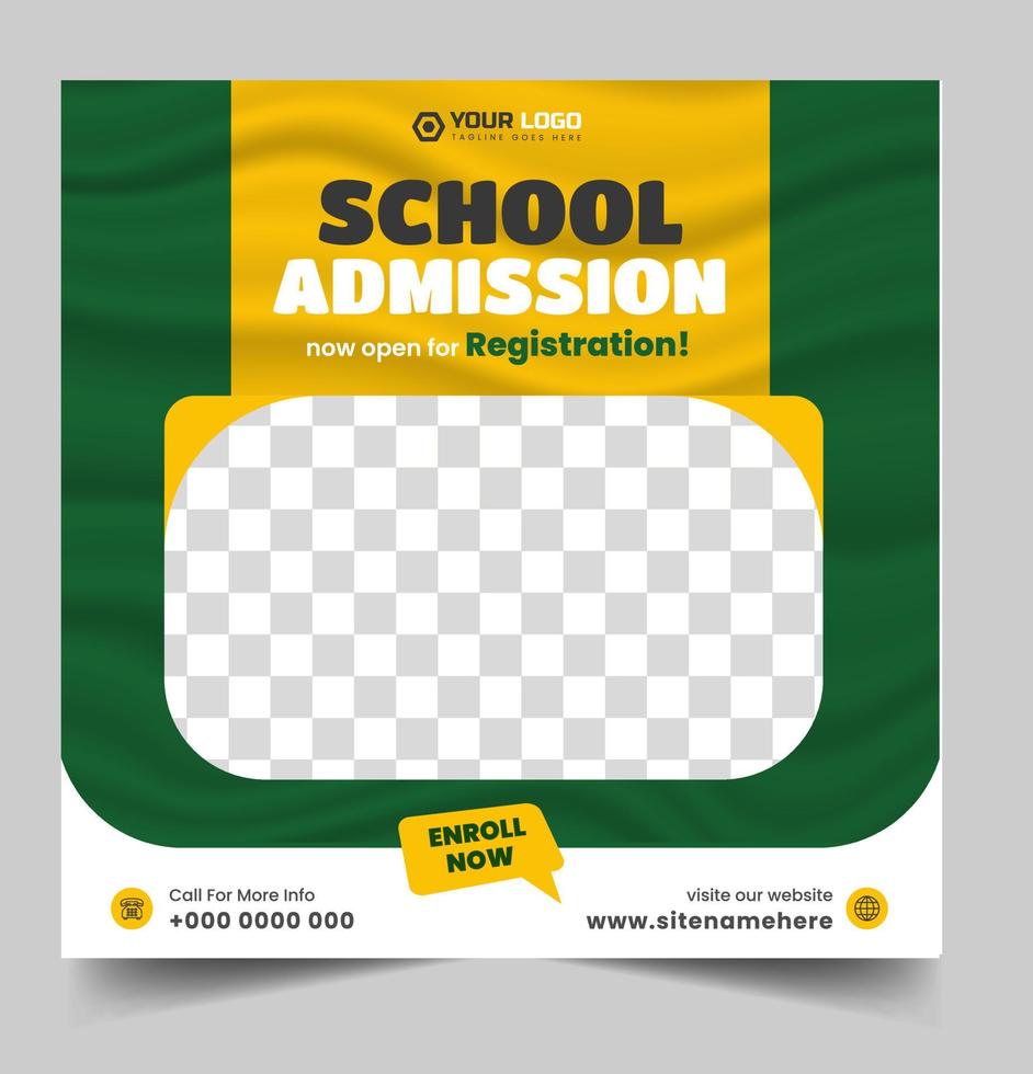 School admission social media post banner design. back to school social media post banner design. Back to school admission promotion banner. school admission template for social media ad. vector