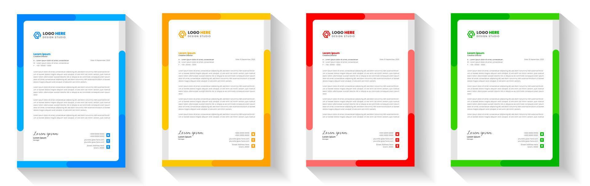 corporate modern letterhead design template with yellow, blue, green and red color. creative modern letter head design template for your project. letterhead, letter head, Business letterhead design. vector