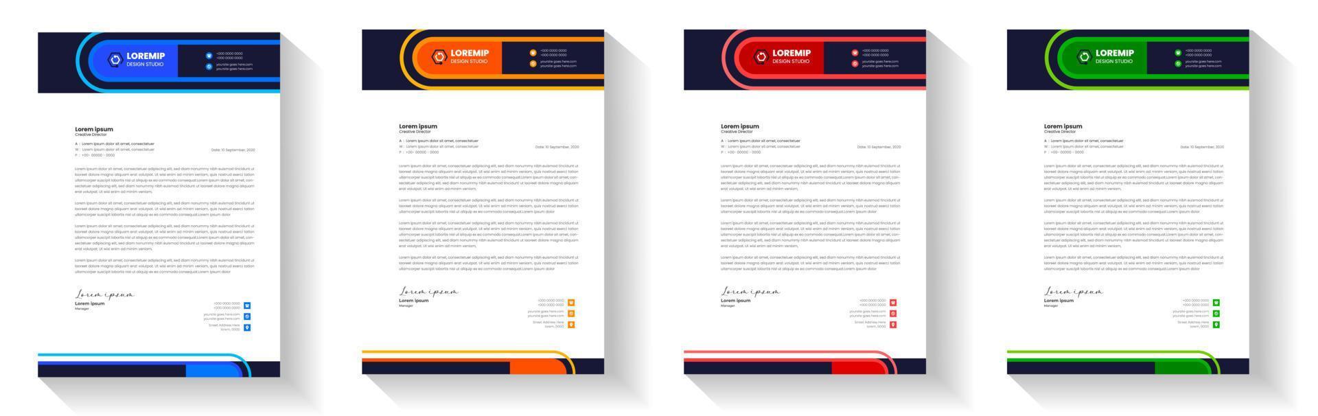 corporate modern letterhead design template with yellow, blue, green and red color. creative modern letter head design template for your project. letterhead, letter head, Business letterhead design. vector