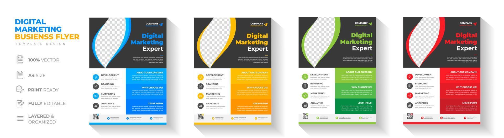 diseño de plantilla de volante de negocios corporativos. folleto de la agencia de marketing digital, folleto de marketing empresarial. haga crecer su negocio marketing digital nuevo volante. folleto de marketing digital vector