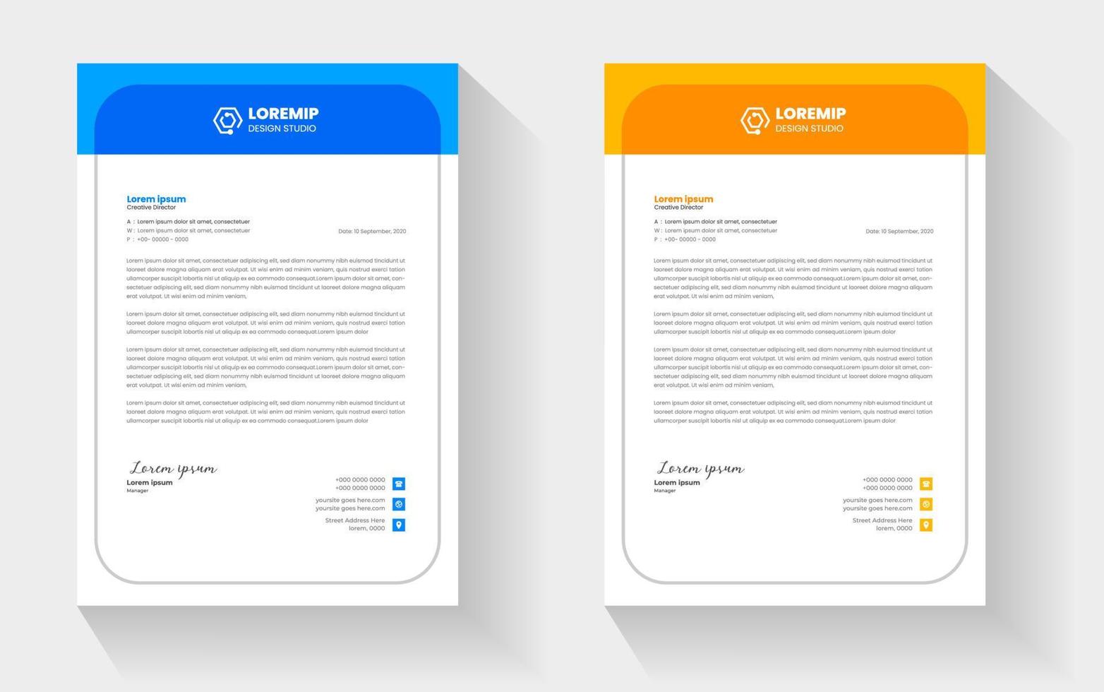 corporate modern business letterhead design template with yellow and blue colors. creative modern letterhead design template for your project. letter head, letterhead, business letterhead design. vector