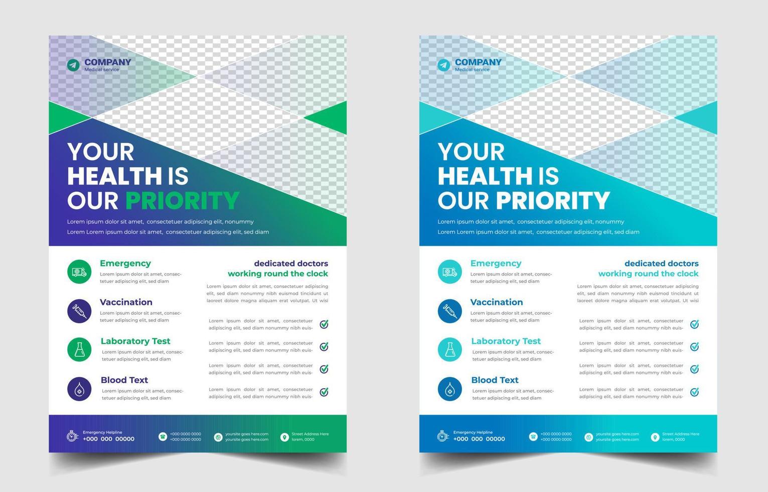 Modern Medical Flyer Template Design. Healthcare business flyer Template, Medical and healthcare modern flyer template. health doctor flyer design. vector