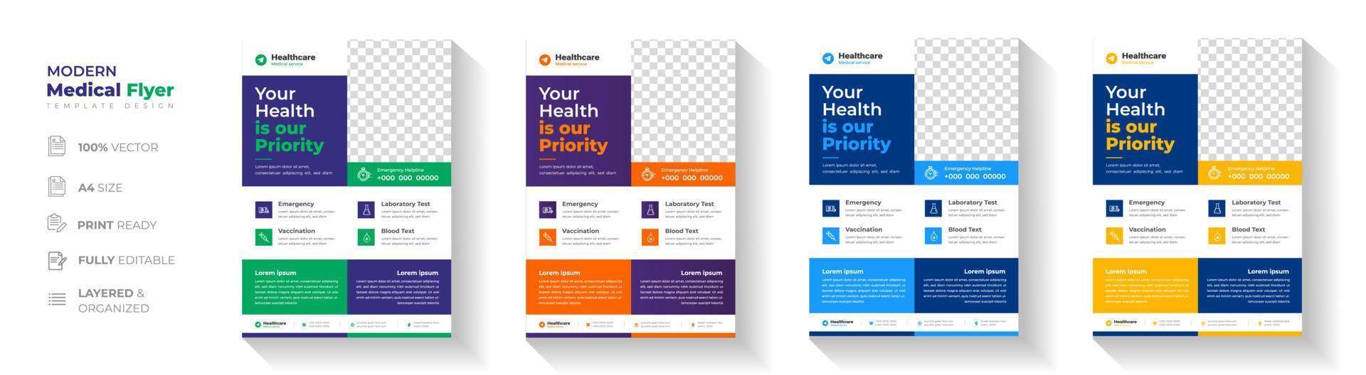 Modern Medical Flyer Template Design. Healthcare business flyer Template, Medical and healthcare modern flyer template. health doctor flyer design. vector