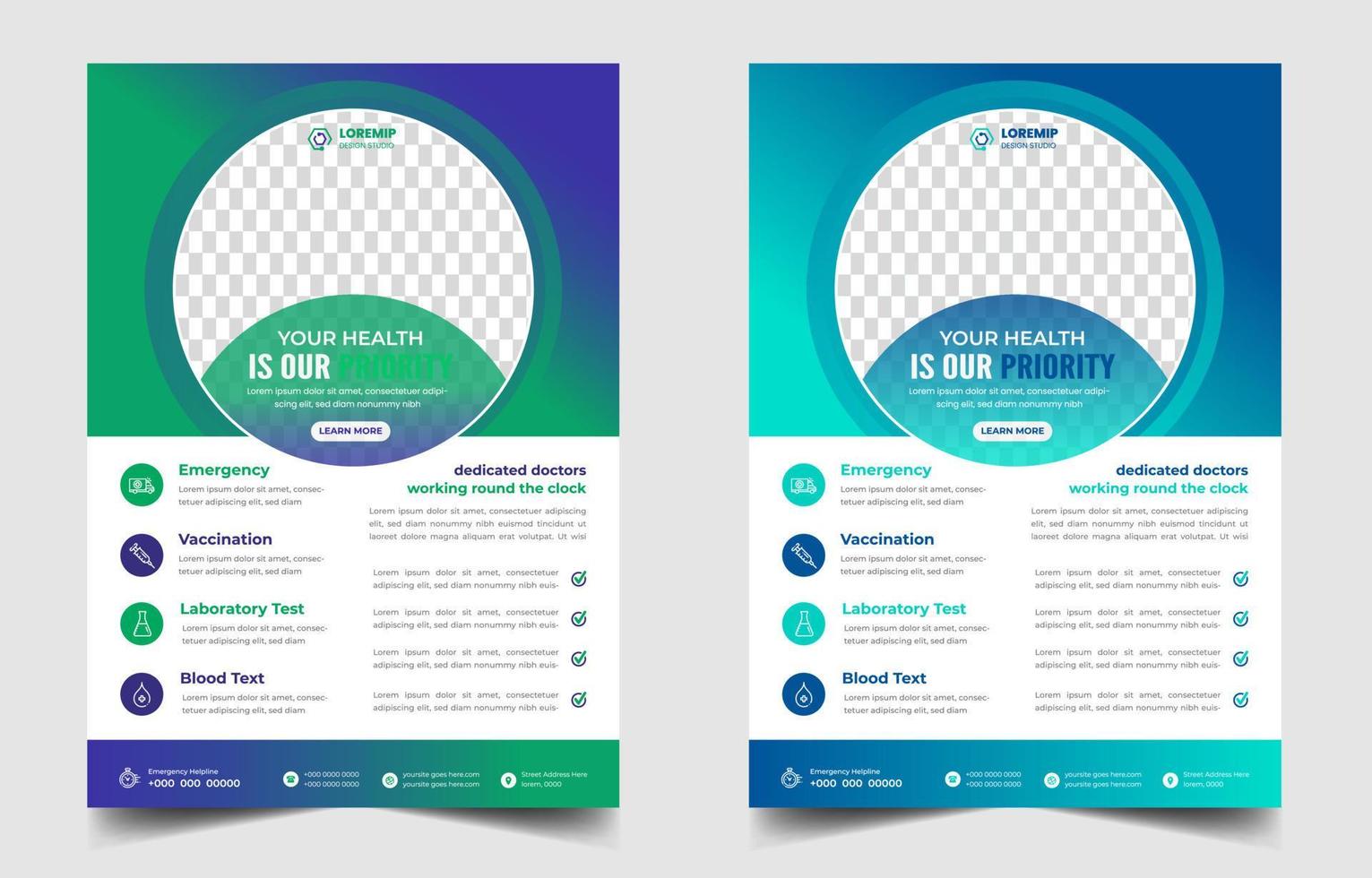 Modern Medical Flyer Template Design. Healthcare business flyer Template, Medical and healthcare modern flyer template. health doctor flyer design. vector