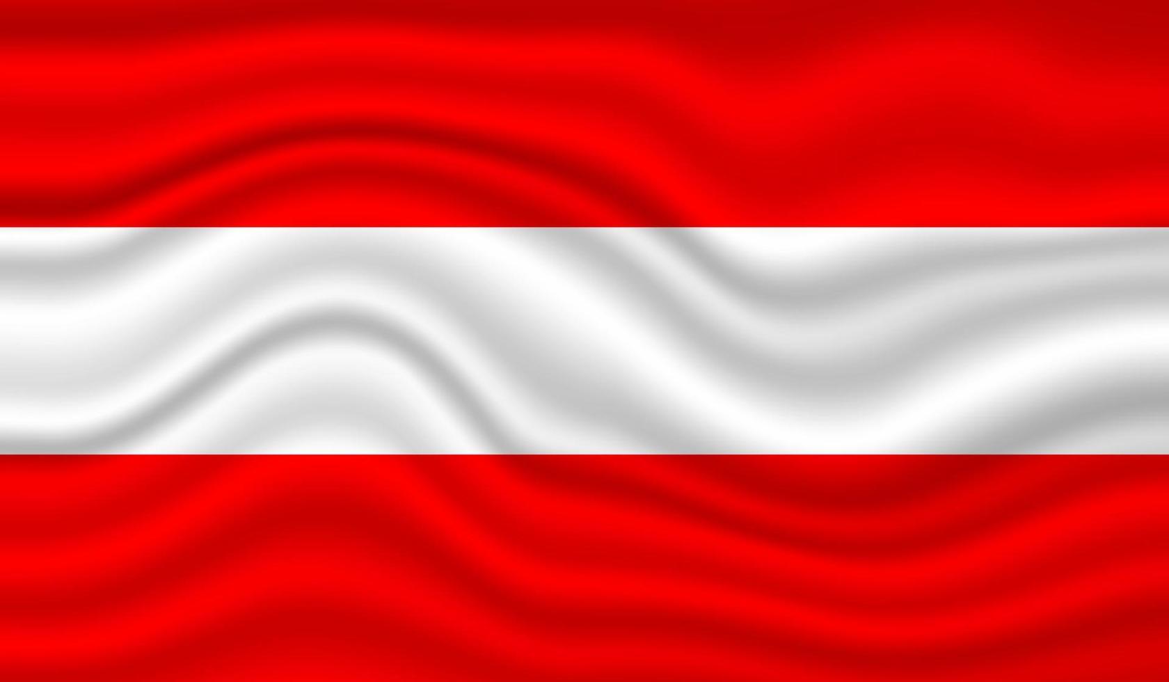 diseño vectorial de la bandera nacional de austria. austria bandera 3d ondeando fondo vector ilustración