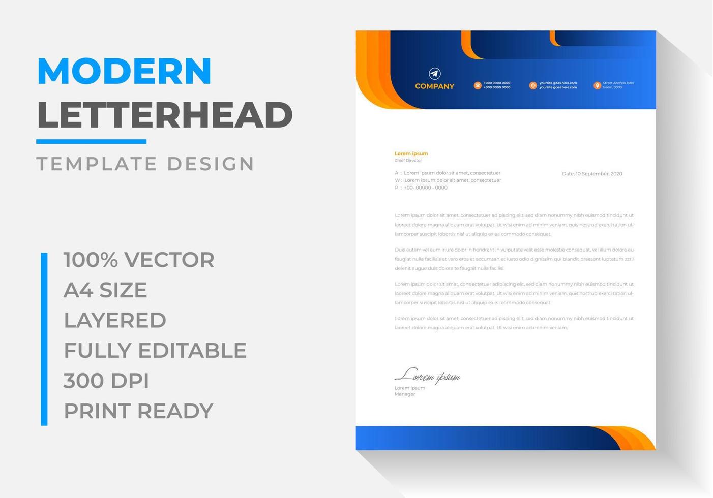 corporate modern business  letterhead design template with blue color. creative modern letter head design template for your project. letterhead, letter head, simple  business letterhead design. vector