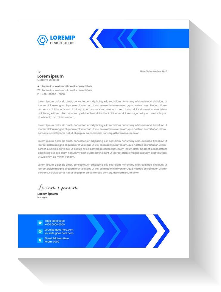 corporate modern business  letterhead design template with blue color. creative modern letter head design template for your project. letterhead, letter head, simple  business letterhead design. vector