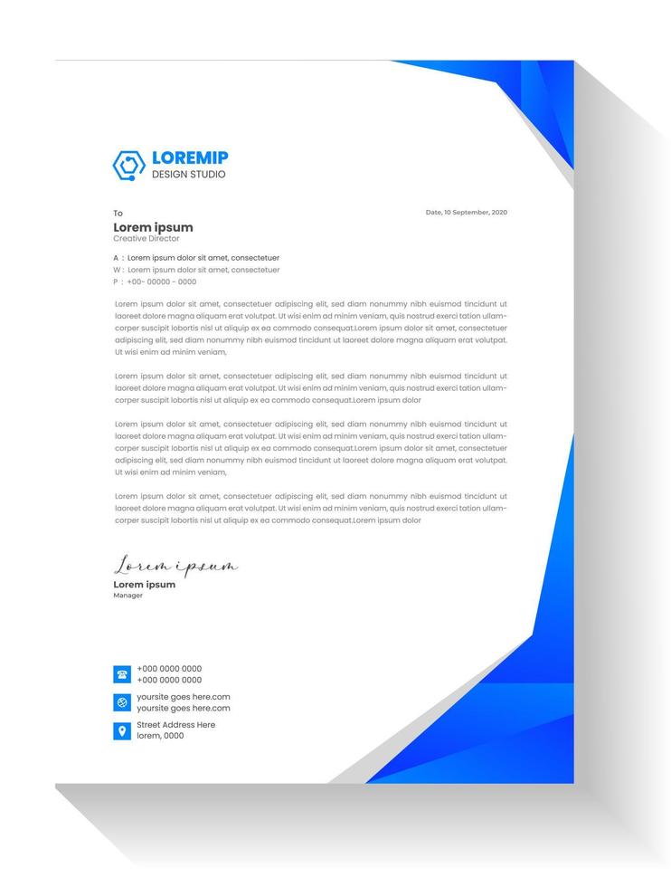 corporate modern business  letterhead design template with blue color. creative modern letter head design template for your project. letterhead, letter head, simple  business letterhead design. vector