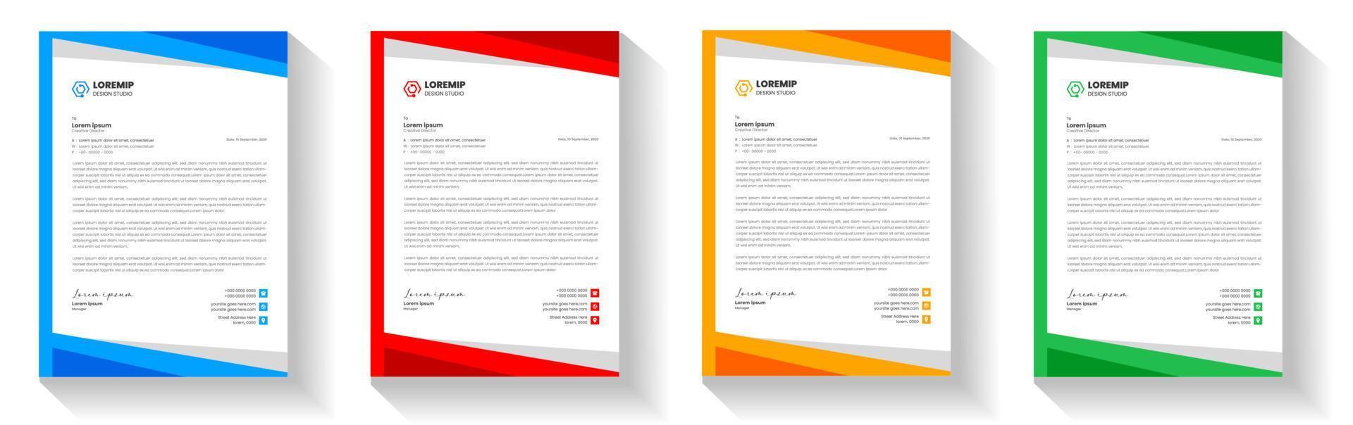 corporate modern letterhead design template with yellow, blue, green and red color. creative modern letter head design template for your project. letterhead, letter head, Business letterhead design. vector