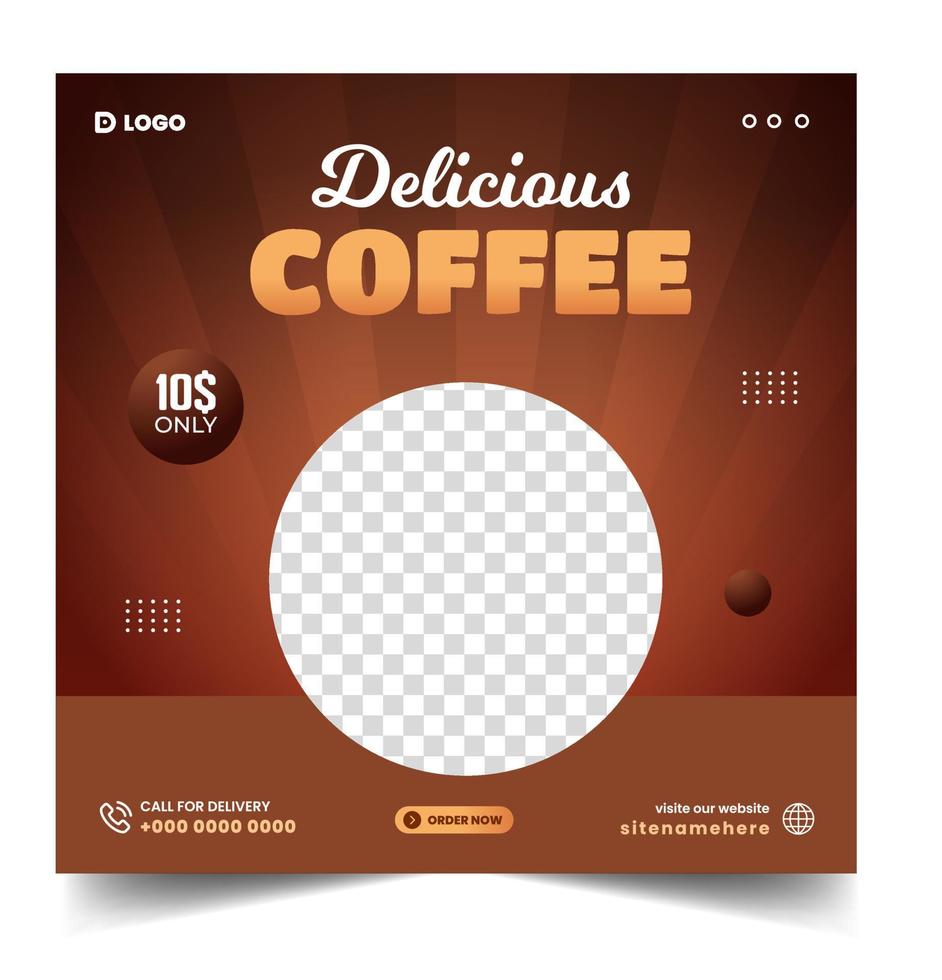 delicious coffee shop food menu social media post promotion web banner design. coffee social media post banner design vector