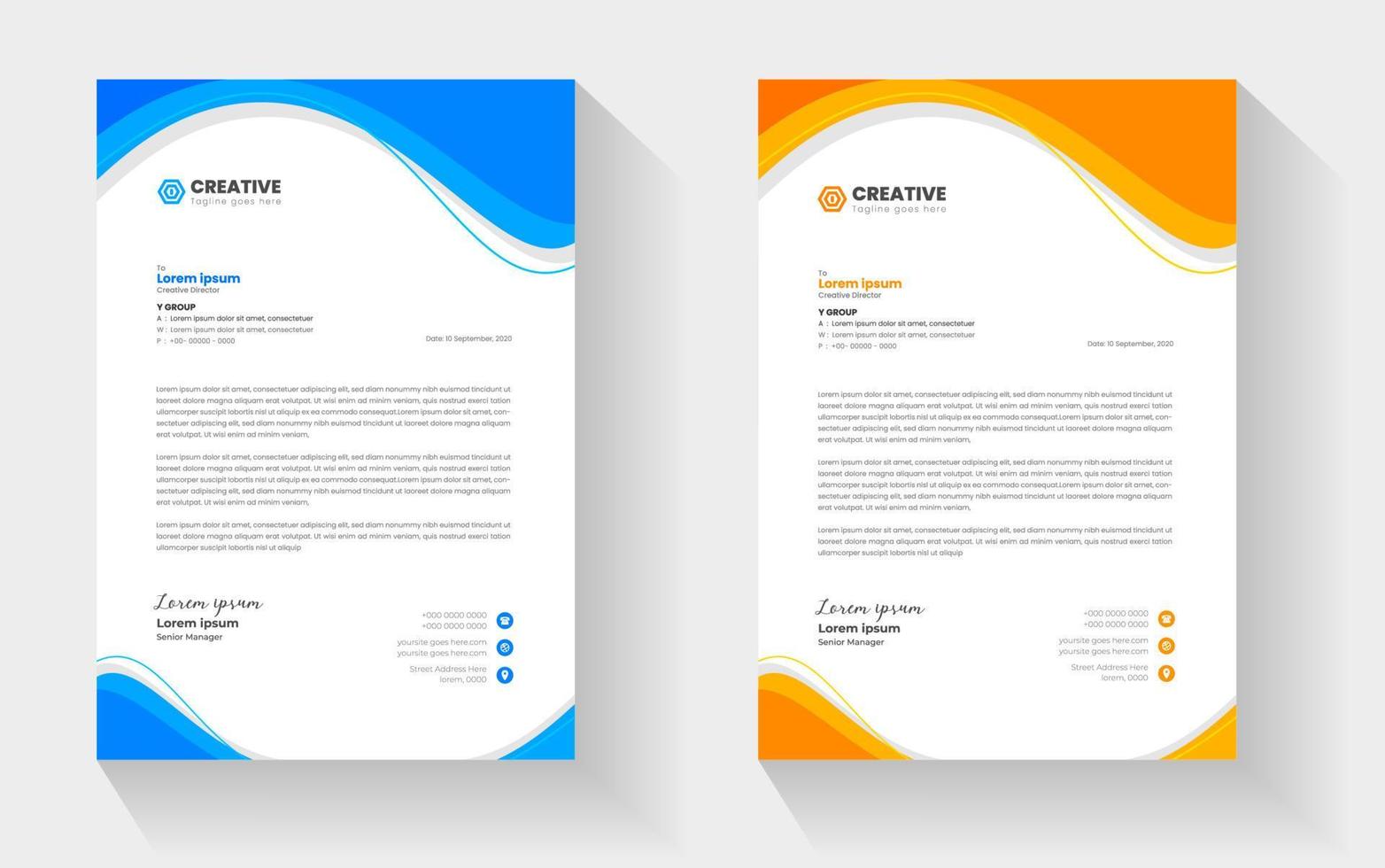 corporate modern business letterhead design template with yellow and blue colors. creative modern letterhead design template for your project. letter head, letterhead, business letterhead design. vector