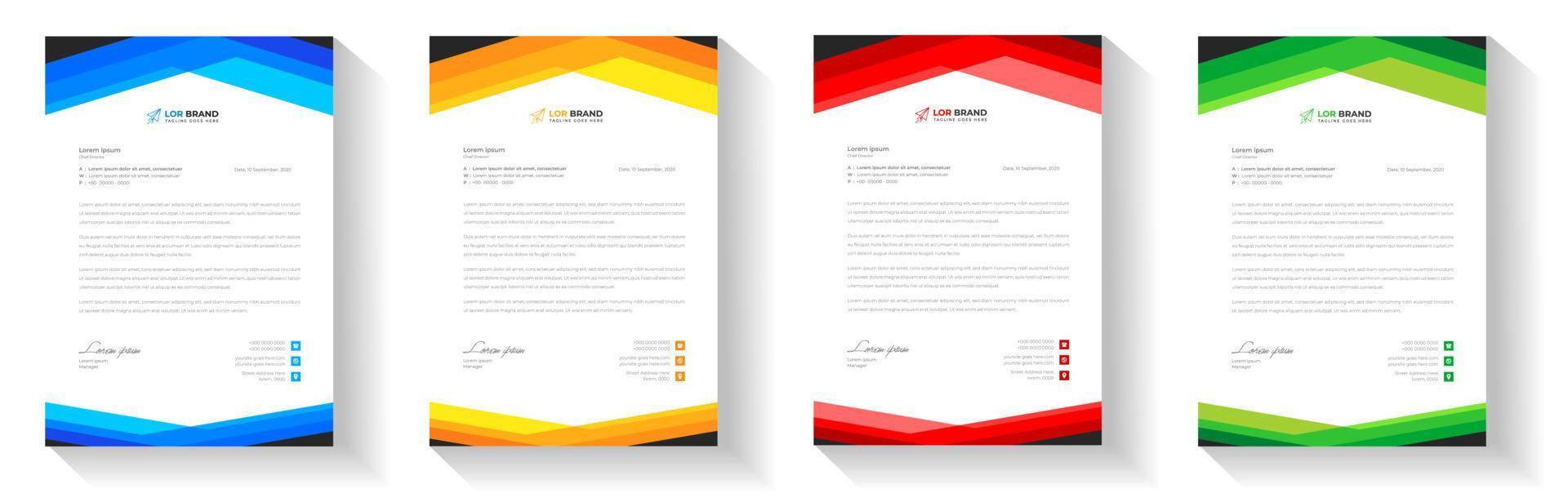 corporate modern letterhead design template with yellow, blue, green and red color. creative modern letter head design template for your project. letterhead, letter head, Business letterhead design. vector