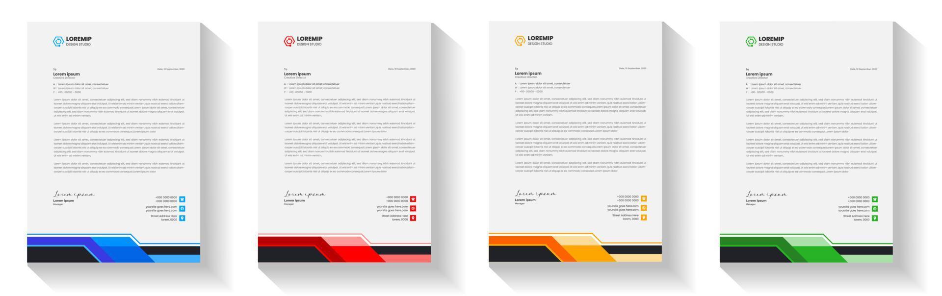 corporate modern letterhead design template with yellow, blue, green and red color. creative modern letter head design template for your project. letterhead, letter head, Business letterhead design. vector