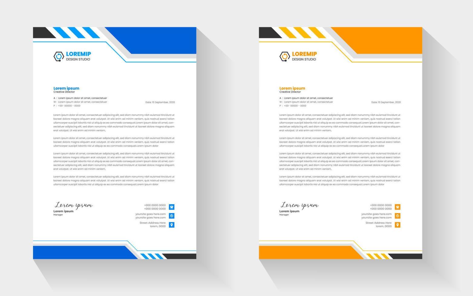corporate modern business letterhead design template with yellow and
