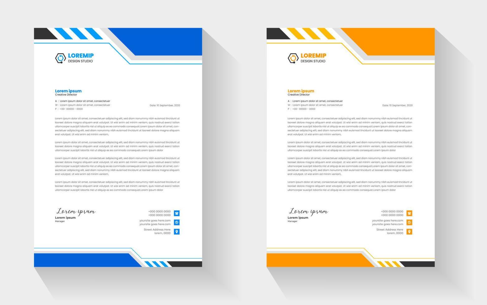 corporate modern business letterhead design template with yellow and blue colors. creative modern letterhead design template for your project. letter head, letterhead, business letterhead design. vector