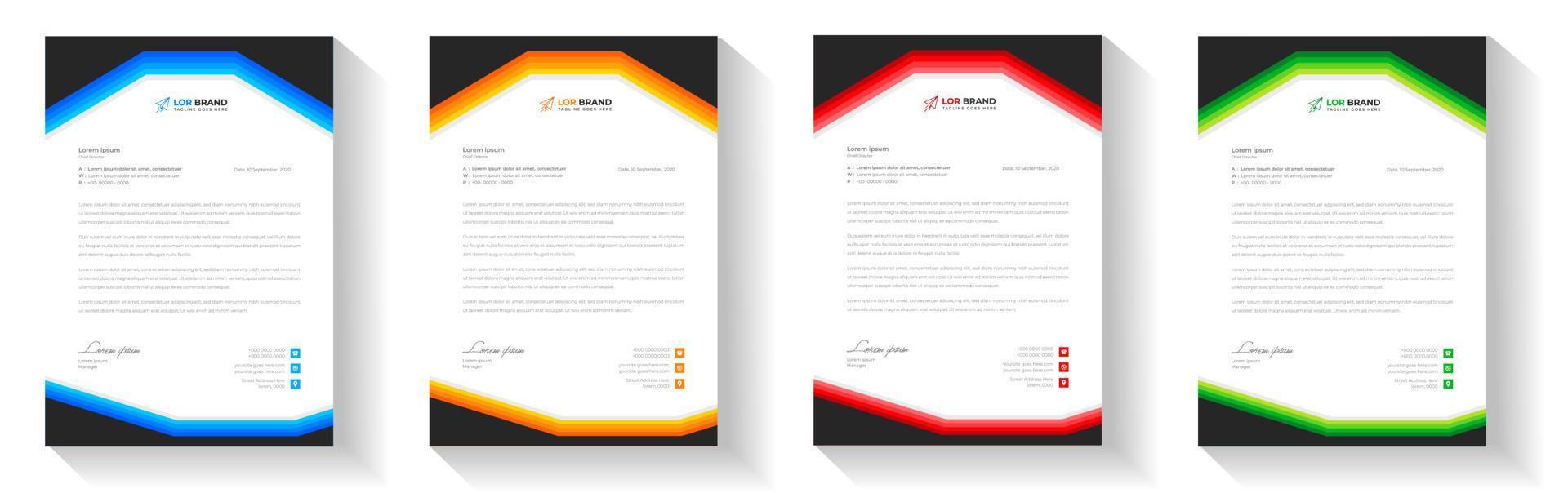 corporate modern letterhead design template with yellow, blue, green and red color. creative modern letter head design template for your project. letterhead, letter head, Business letterhead design. vector