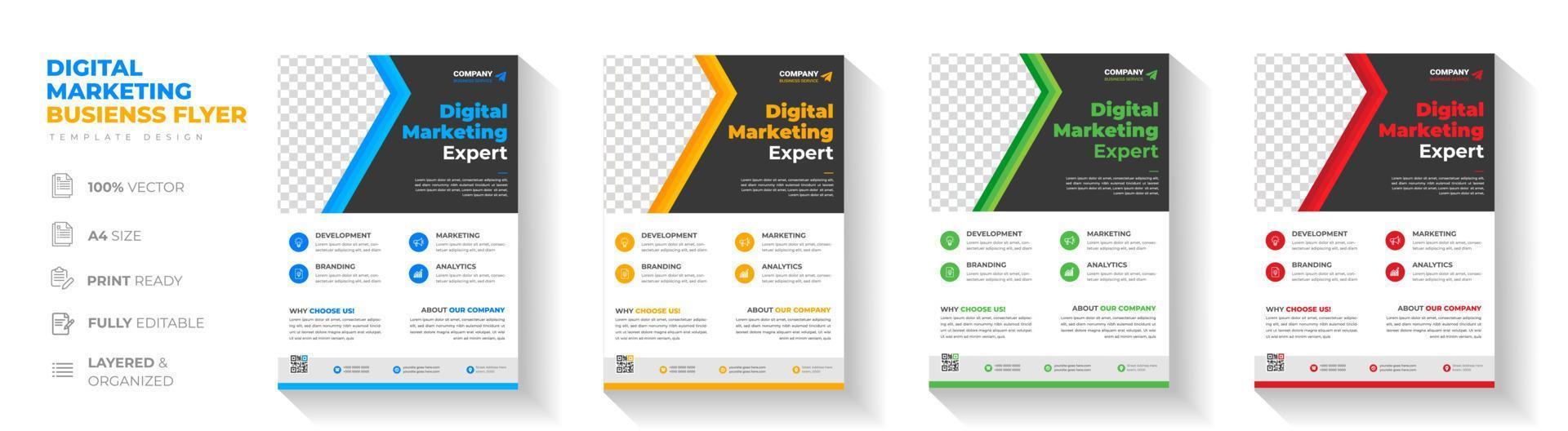 Corporate business flyer template design. digital marketing agency flyer, business marketing flyer. grow your business digital marketing new flyer. digital marketing flyer vector